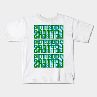 Letters Typography Stack (Blue Green) Kids T-Shirt